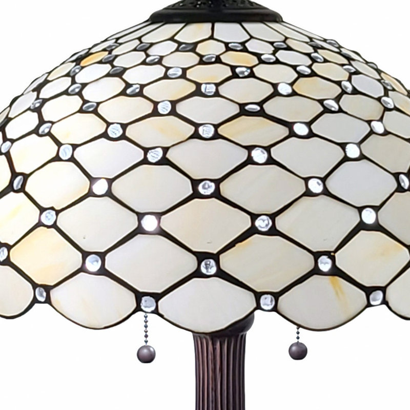 Lampe de table chandelier 23 po en métal brun foncé à deux lumières avec abat-jour blanc