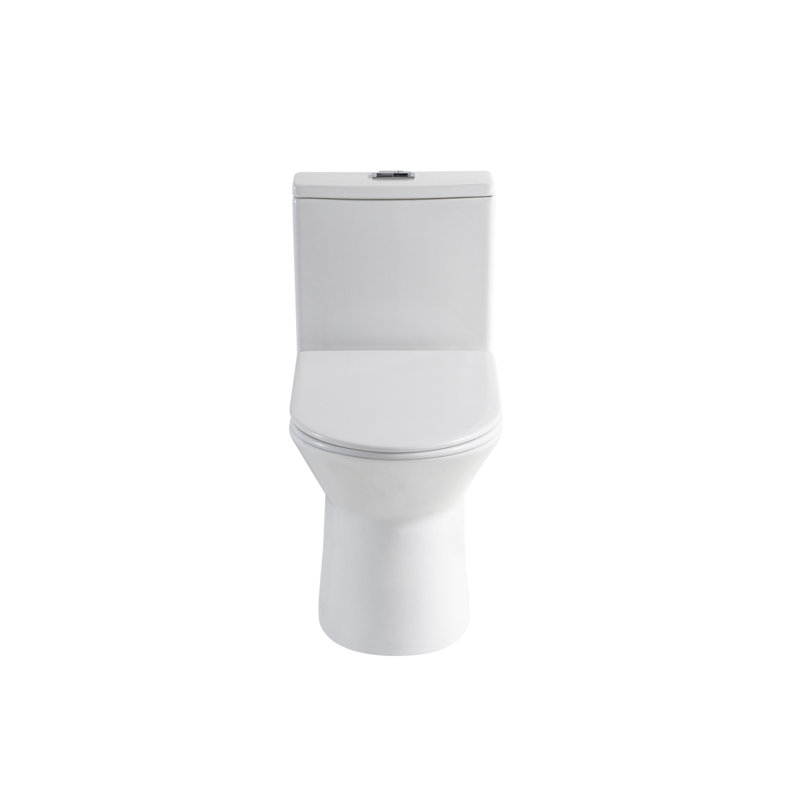 One Piece Toilet With Comfort Chair Seat ADA Height 17", Powerful Dual Flush Modern Toilet,1.1/1.6 GPF, 12" Roughin, Rimless Bowl With Soft Closing Seat, Gloss White GW005