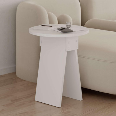 Modern Side Table, White, 16.5 x 19.7 x 16.5 inches | 100% Melamine Coated Particle Board, Thickness: 0.7 inches | Stylish & Functional Design for Living Room & Bedroom, Perfect for Contemporary Decor