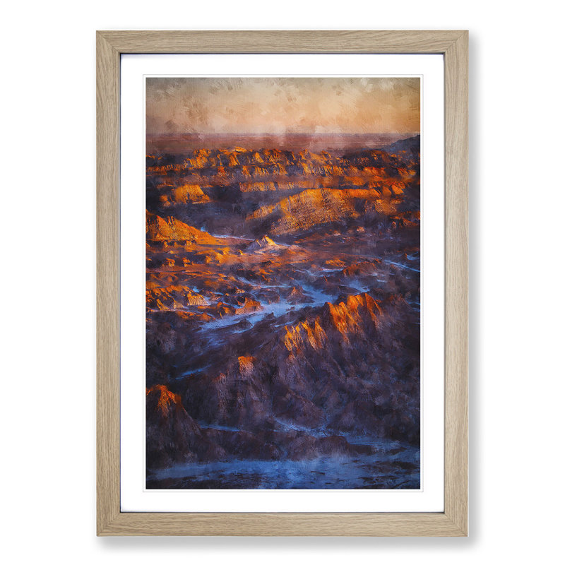 View of the Atacama Desert in Chile - Picture Frame Graphic Art, 65cm H x 48cm W x 2cm D, Oak