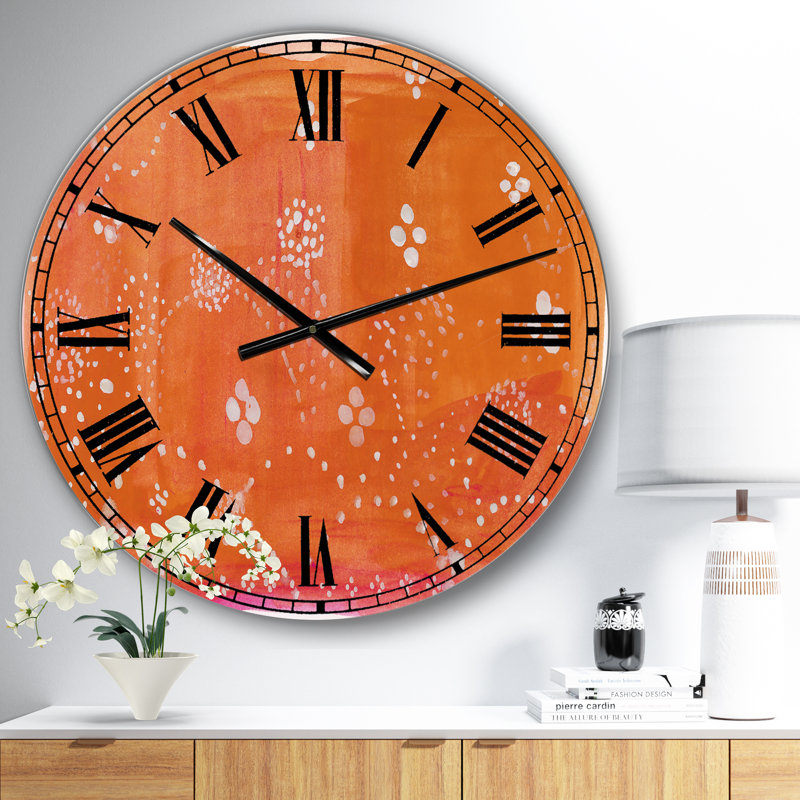Horloge murale Mid-Century Indian Orange, Surdimensionné