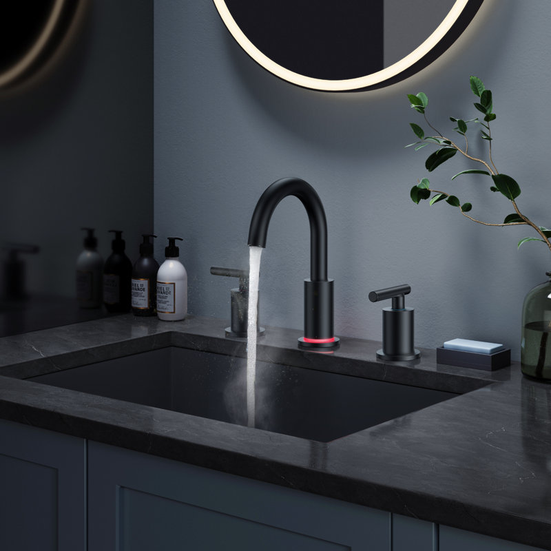 Celestine Widespread 2-handle Bathroom Faucet with Drain Assembly, Matte Black
