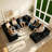 Abdou 141.7" Boneless U-Shaped Compression Sectional Sofa, Corduroy Cloud Couch, Black