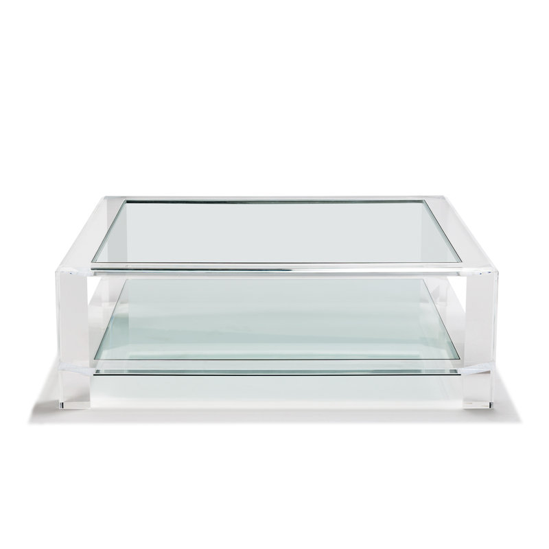 Surrey Glass Top Single Coffee Table, 17" H X 52" L X 52"W