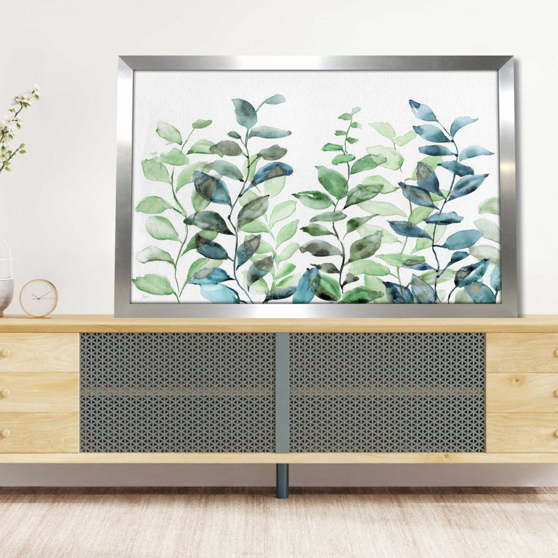 Cascade par Nan - Peinture, L 27,5 po x H 21,5 po, Encadrement argenté