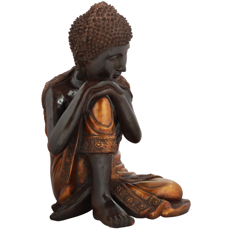 Bouddha bouddhiste pensant 16 po en laiton