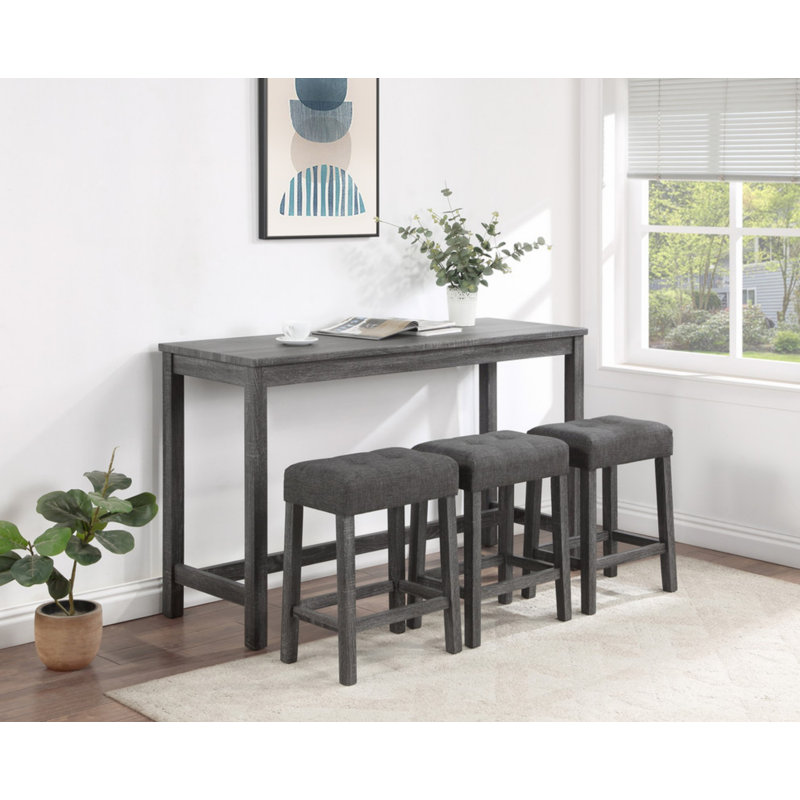 Ensemble de table de salle à manger 4 pièces, ensemble bistro à hauteur de comptoir avec tabourets capitonnés