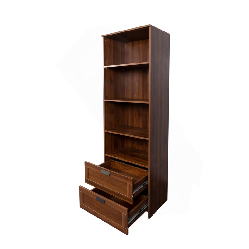 Bibliothèque avec tiroirs, hauteur 70,87 po, 4 tablettes, moderne, bureau à domicile, salon, bureau