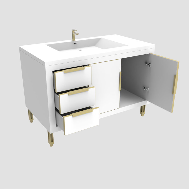 35.44'' Single Bathroom Vanity with Acrylic Top