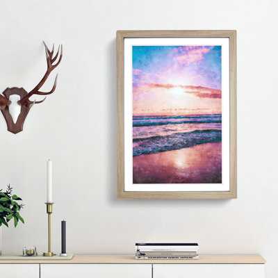 Pink Beach - Single Picture Frame Print on MDF