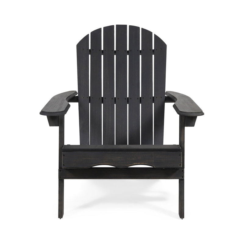 Chaise Adirondack Libo, structure en bois d'acacia gris, panneaux de lattes, Gris