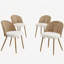 Table de salle à manger ronde en bois + 4 chaises de salle à manger en osier brun de style médiéval bohémien avec coussins en éponge beige doux