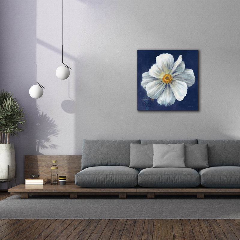 Winston Porter 'Boldest Bloom 1 Dark Blue' by Danhui Nai Canvas Wall Art, H 37 po x l 37 po