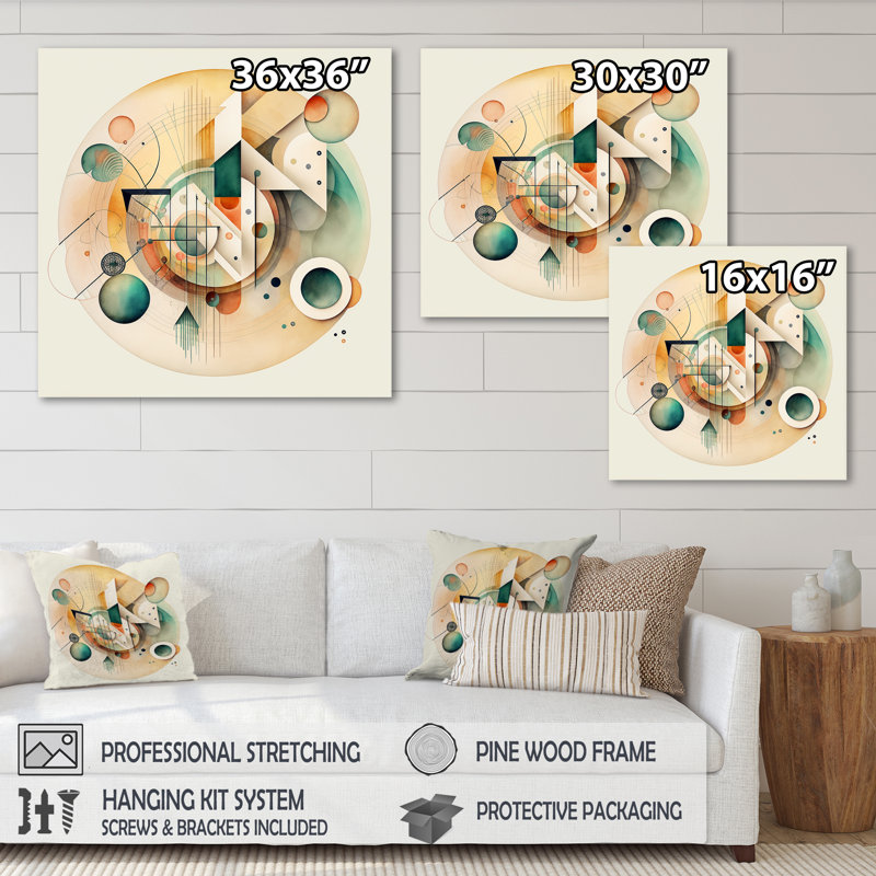 «Warm Minimalist Circular Abstract II», peinture sur toile, H 30 po x l 30 po x P 1 po, Toile tendue