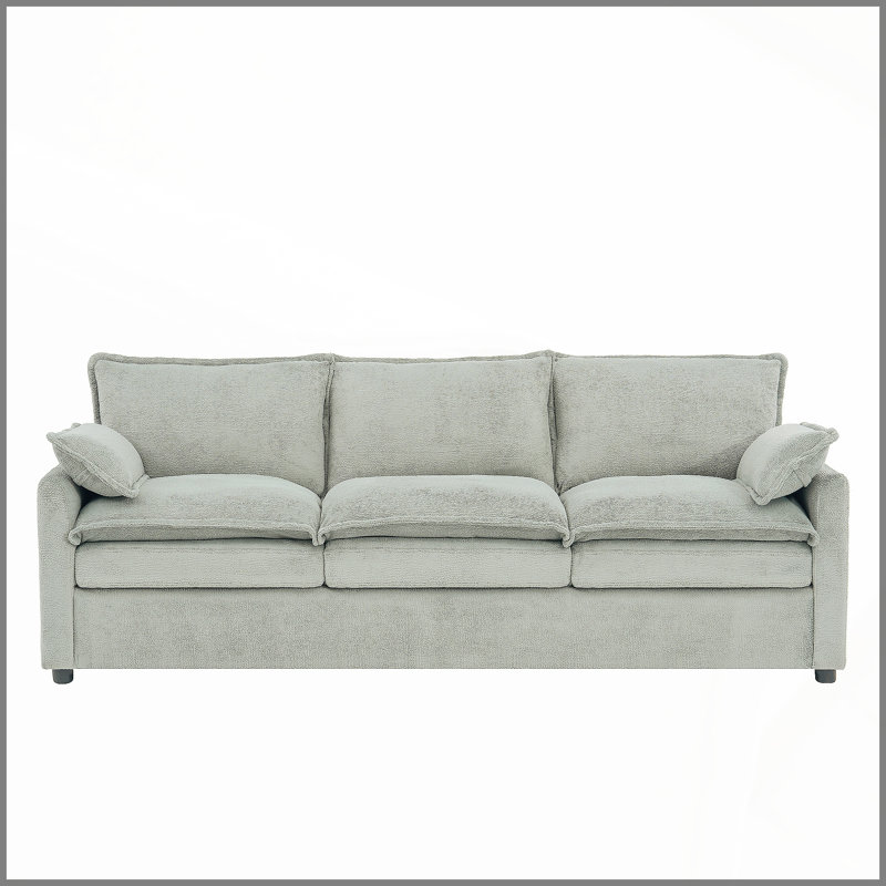 Canapé rembourré moelleux à 3 places 88,2 po Modern, H 35,8 po x l 88,2 po x P 33,9 po, Vert