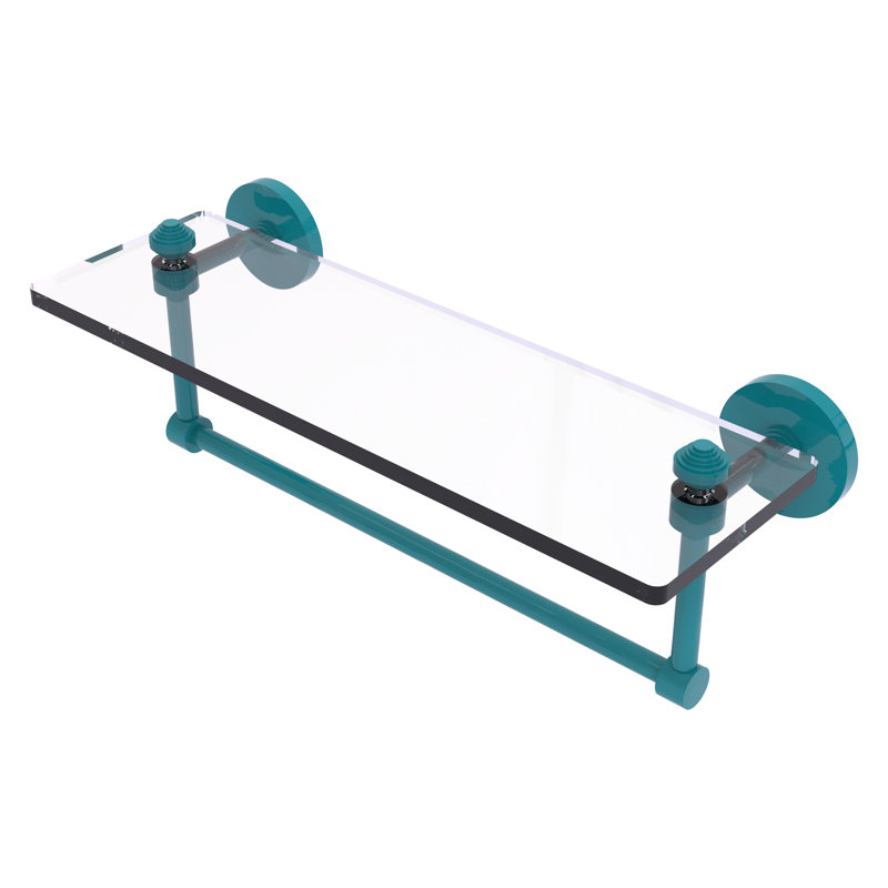 Tablette flottante avec barre à serviettes Southbeach, H 5 po x l 16 po x P 5 po, Bleu sarcelle Glokzin