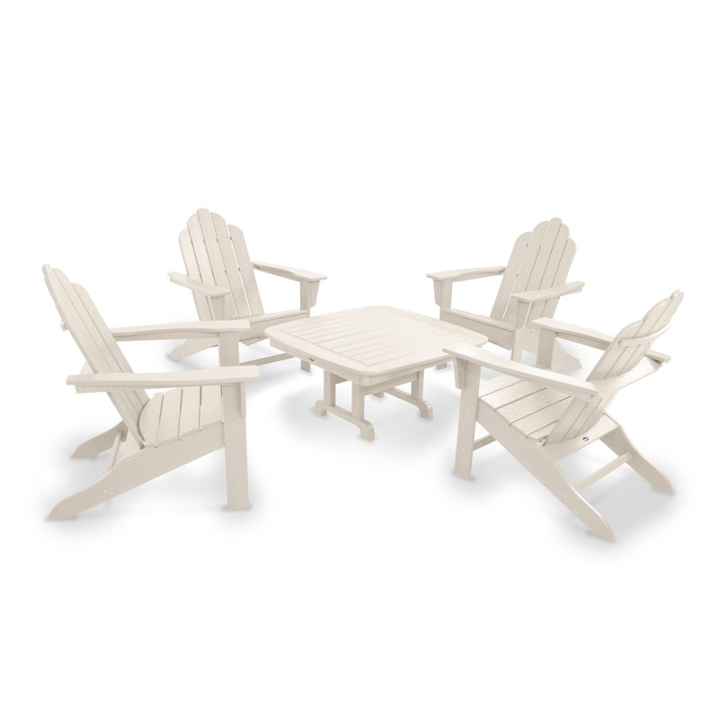 POLYWOOD Long Island Adirondack 5-Piece Conversation Group, Sand