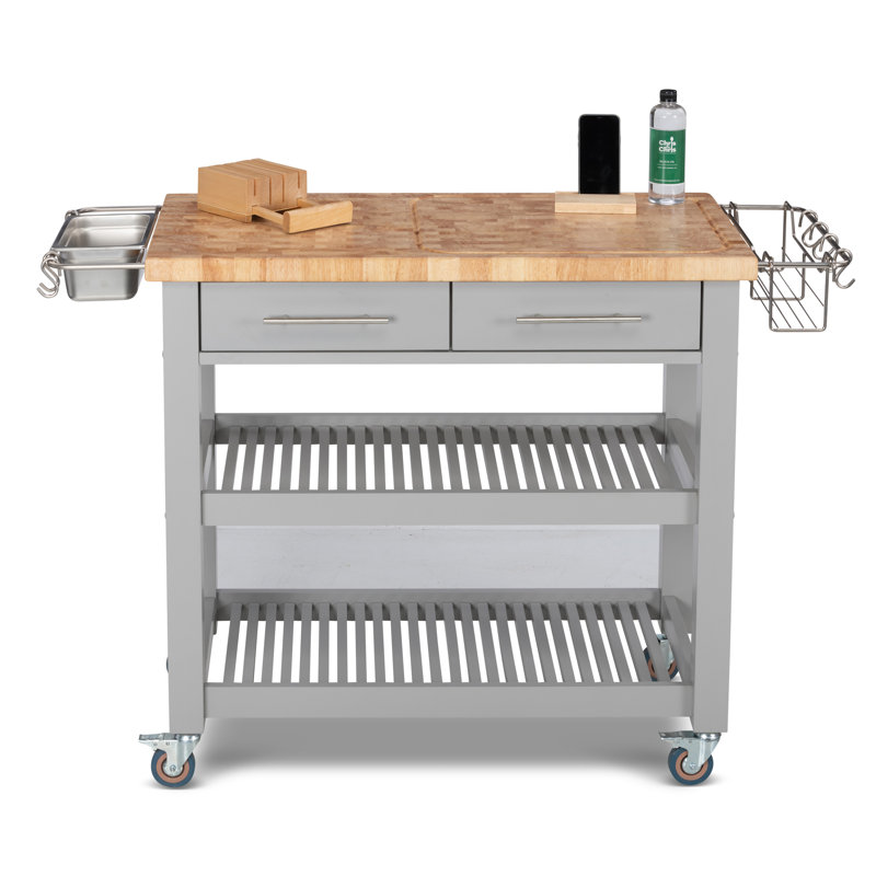 Chariot de cuisine à roulettes 38,30 po Sydney, Gris clair
