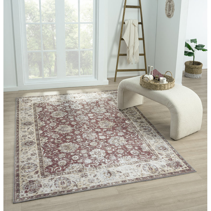 Remington Washable Red Area Rug, Rectangle 2' x 3'