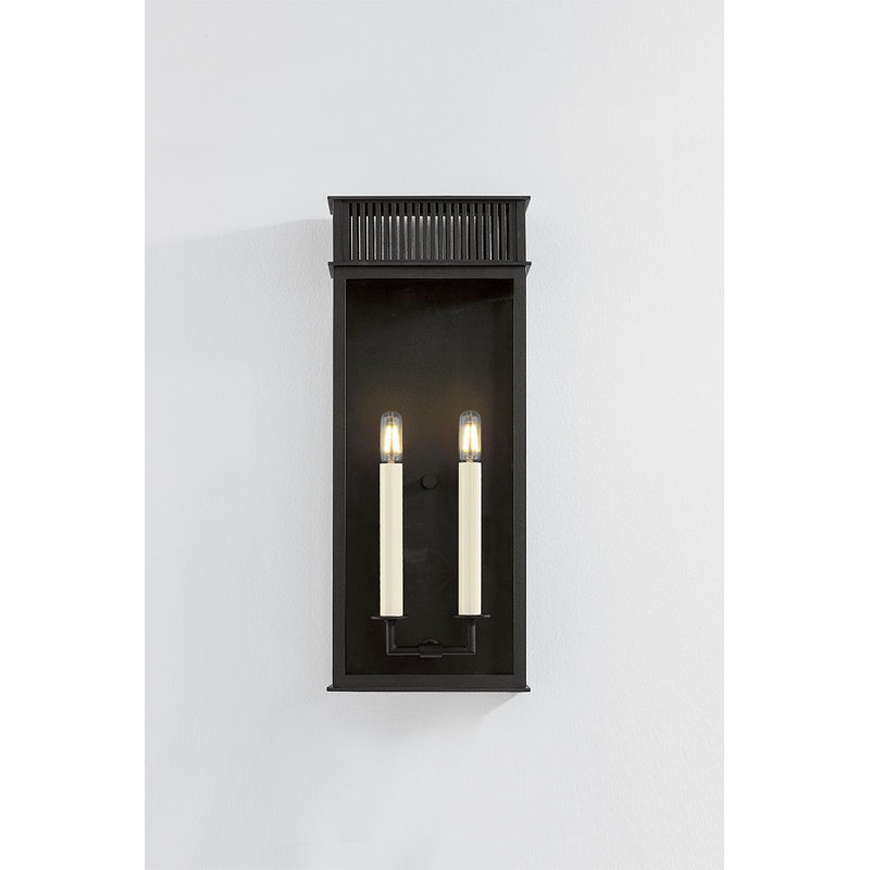 Textured Black Iron Sconce with Clear Glass Shade