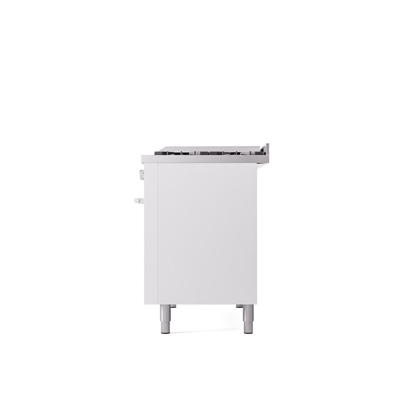 ILVE Professional Plus II 48 in Dual Fuel Range 8 Burner, Griddle, Liquid Propane, White