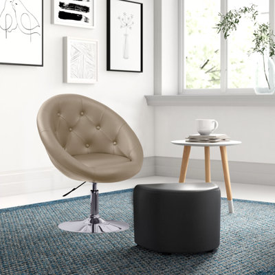 Latasha Faux Leather Swivel Barrel Chair