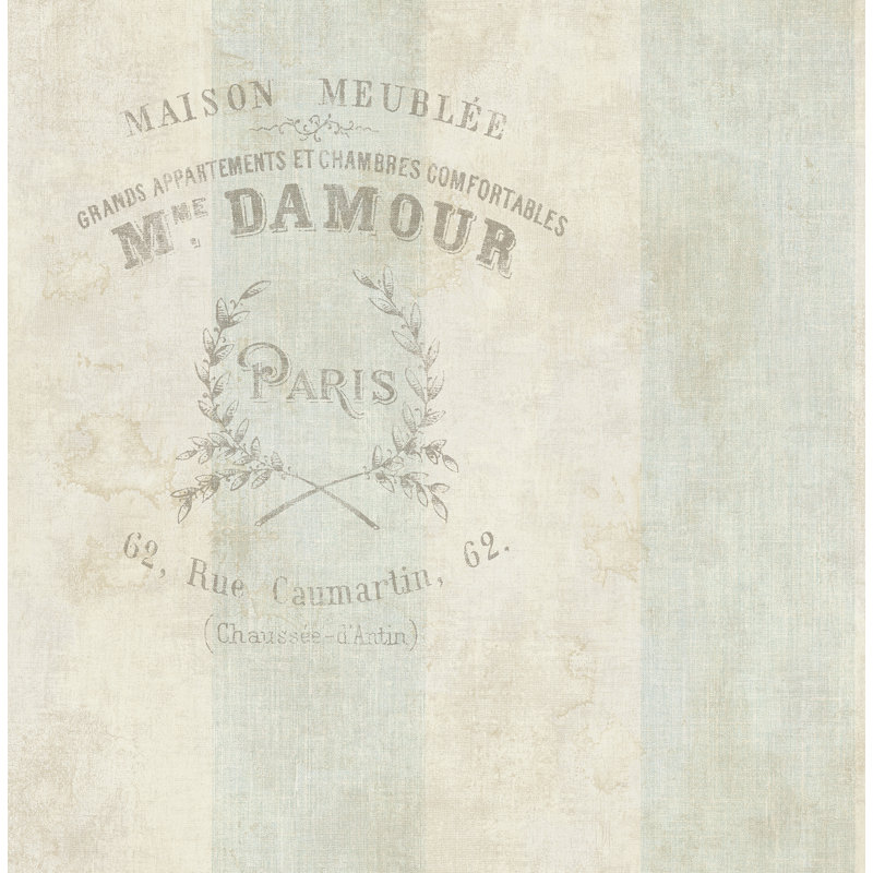 Papier peint Babbitt Newcastle Crest Script L 33 pi x l 20,5 po, Taupe / Blanc cassé