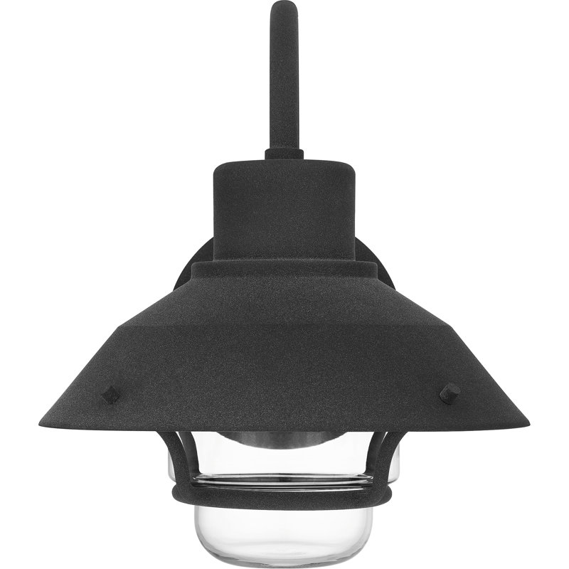 Adamm 1-Light Mottled Black Outdoor Wall Lantern, 13" H x 11" W x 12.25" D