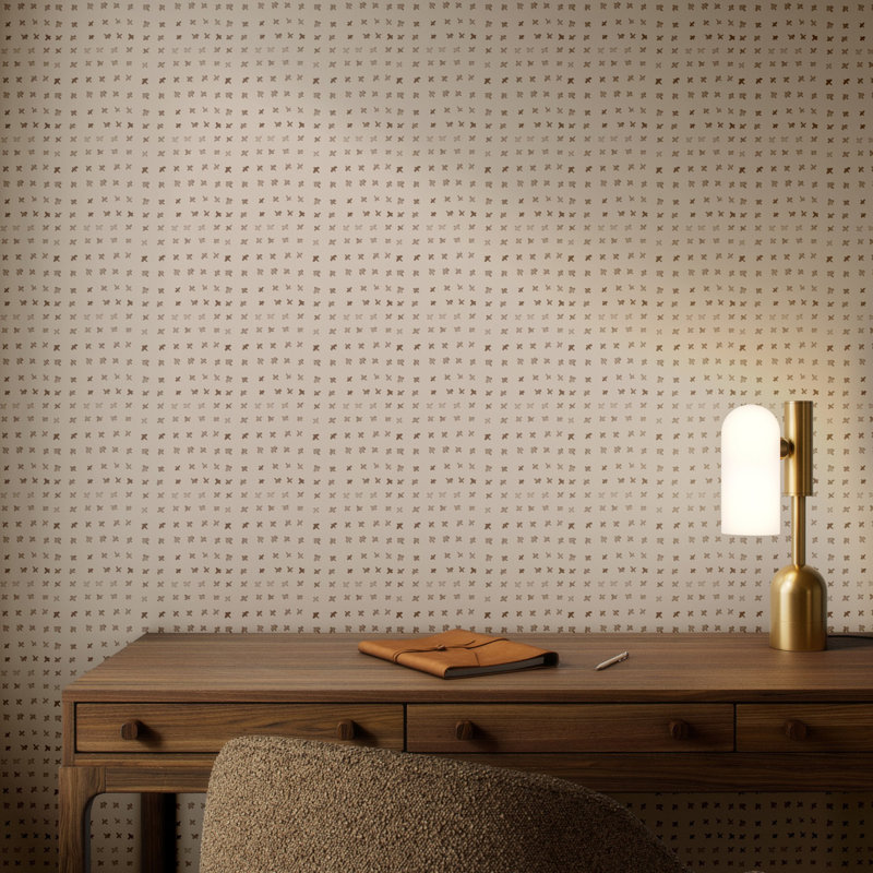 Bisous Abstract Wallpaper Roll by Jess Engle, Light Brown