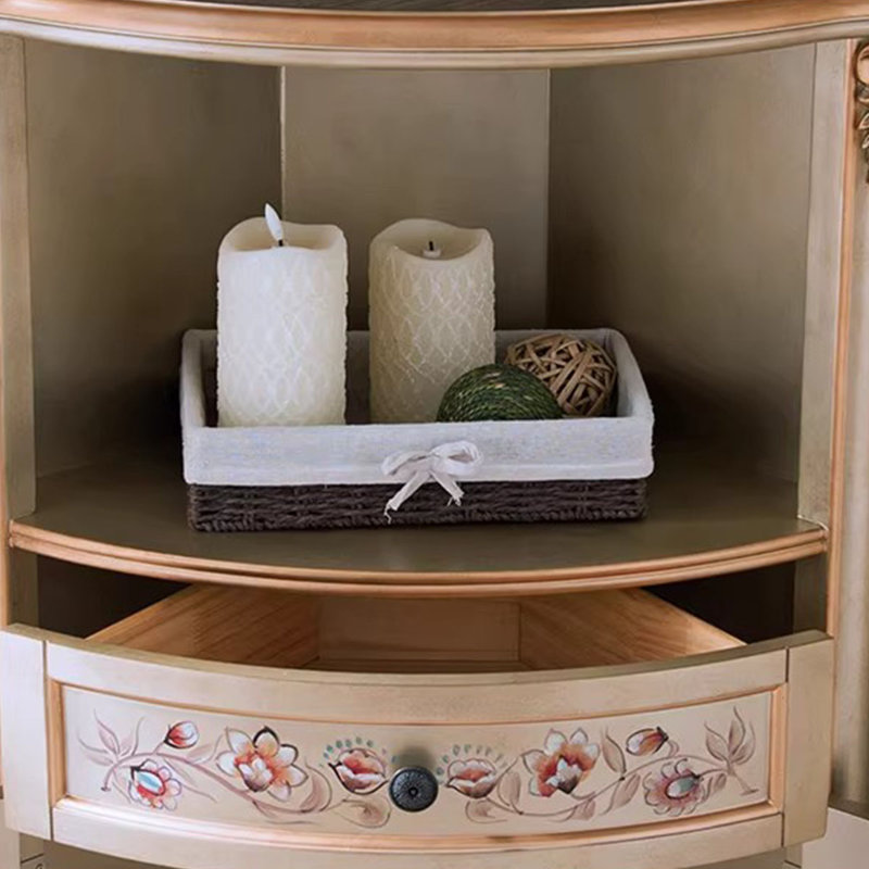 Armoire de coin en bois manufacturé beige