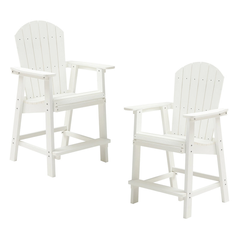 Ensemble de 2 chaises de bar avec accoudoirs Hips, convenant à la pelouse, à la cour arrière - chaise blanche avec accoudoirs, de 2