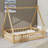 Tent-Shaped Floor Bed With Guardrails, Slats, And Door