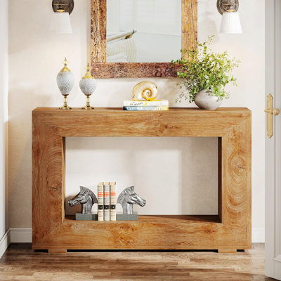 Console de style campagnard de 47 pouces avec rangement - table d'entrée rustique pour couloir, salon ou vestibule, table d'appoint avec tablette ouverte, design industriel rétro