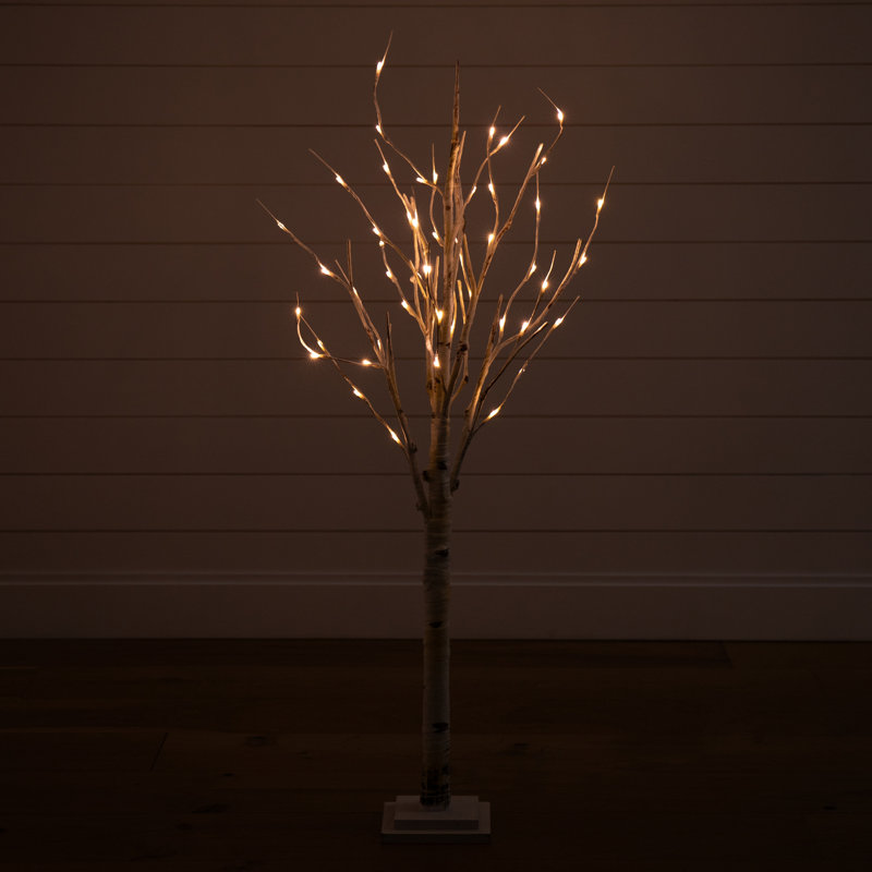 4ft. Pre-Lit Artificial Birch Tree with 50 Warm White LED Lights