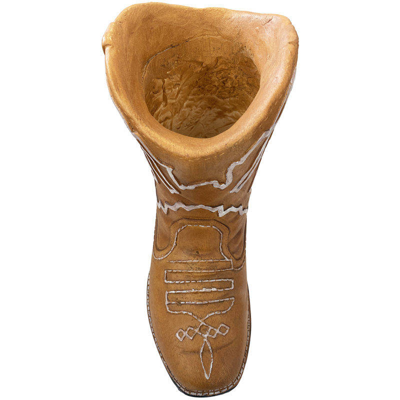 12' Cold Cast Brown Cowboy Boot Planter