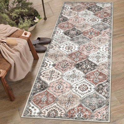 Washable Rug Vintage Distressed Rugs Non-Slip Stain Resistant Area Rug Floor Cover for Bedroom Living Room