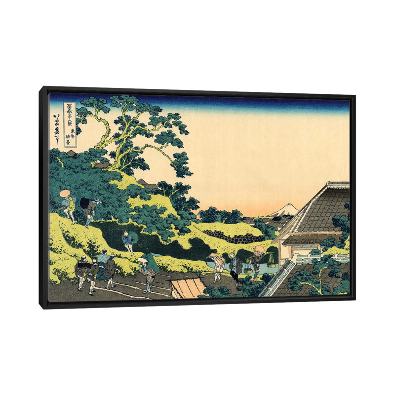 «Fuji From Mishima Pass Edo», vers 1830 par Katsushika Hokusai - reproduction d'art sur toile tendue, Toile avec cadre noir