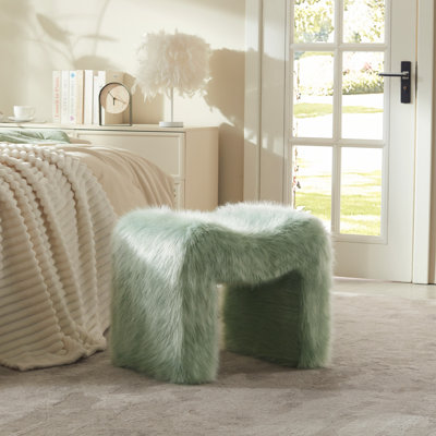Catargiu Faux Fur Upholstered Ottoman by Ebern Designs