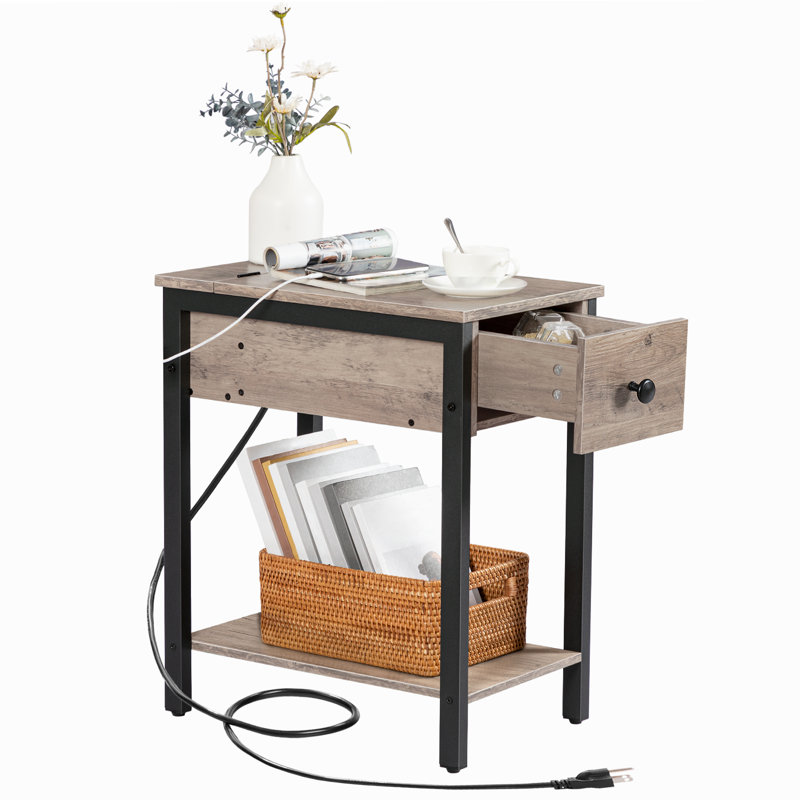 Table de bout 24 po avec rangement Huspon, Gris