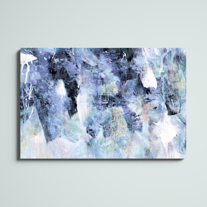 "Marine sapphire", coups de pinceau mélangés - peinture sur toile tendue, H 32 po x l 48 po