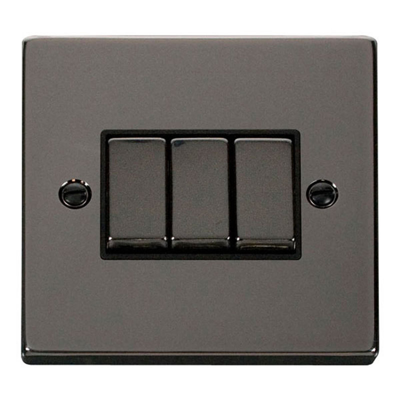 Black Nickel 10A 3 Gang 2 Way Ingot Light Switch