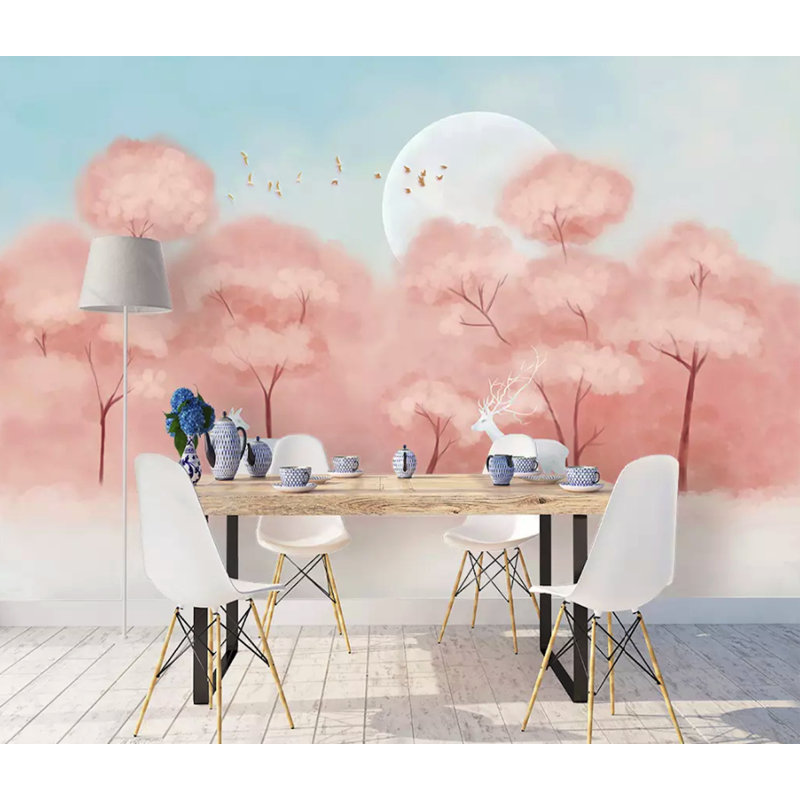 Papier peint amovible rose, L 9 po x l 15 po