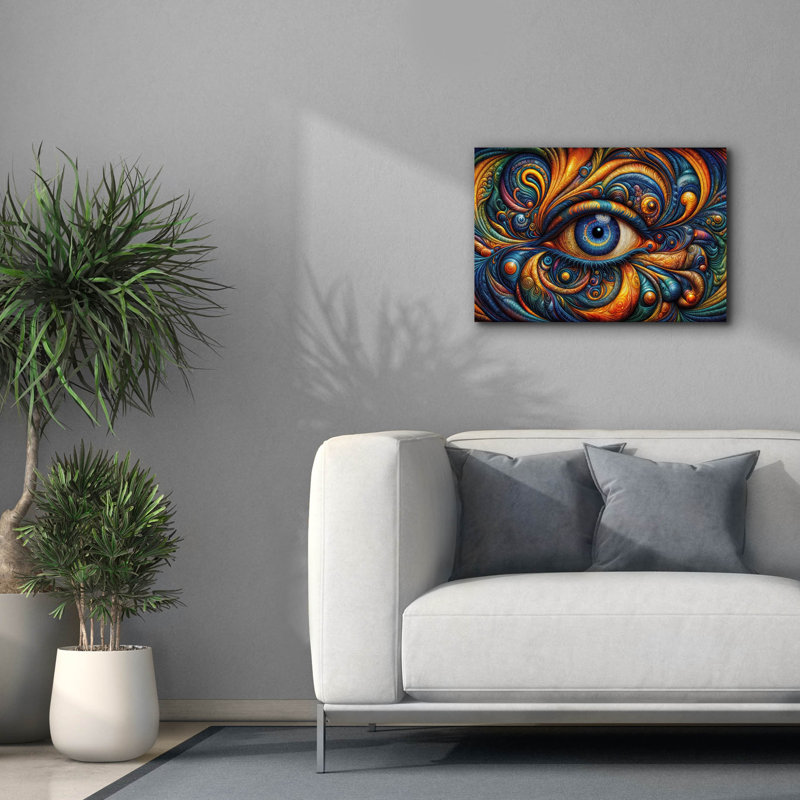  Art mural en toile, «psychedelic œil 2» par Rey Klimt, 26 po x 18 po, H 18 po x l 26 po