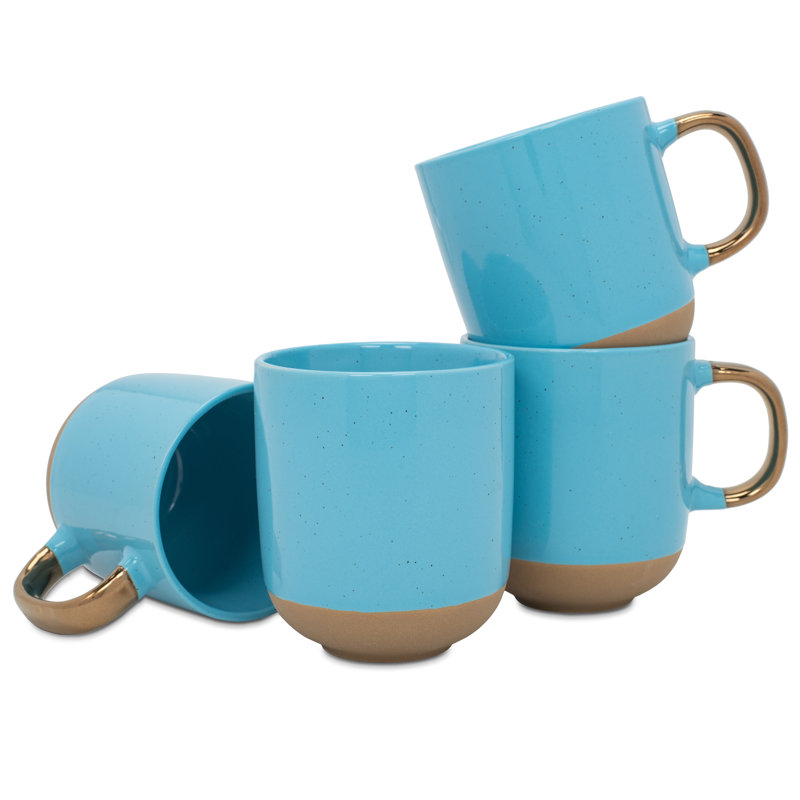 Ensemble de 4 tasses mouchetées à 2 tons en céramique bleue, Bleu