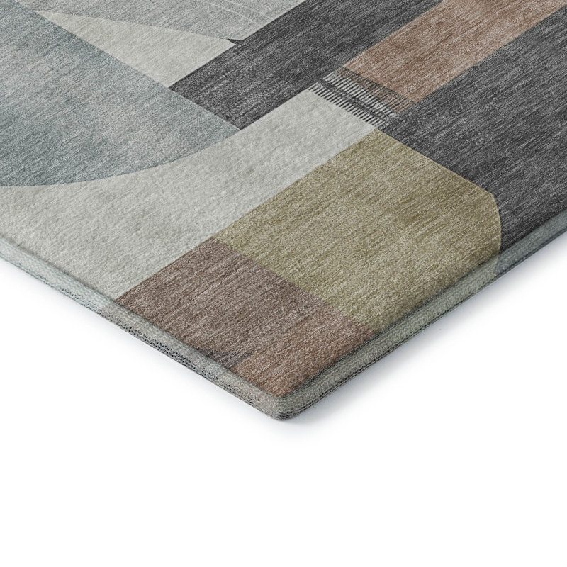 Premium Machine Washable Mehara AMF1694 Geometric Rug, Rectangle 1'8" x 2'6"