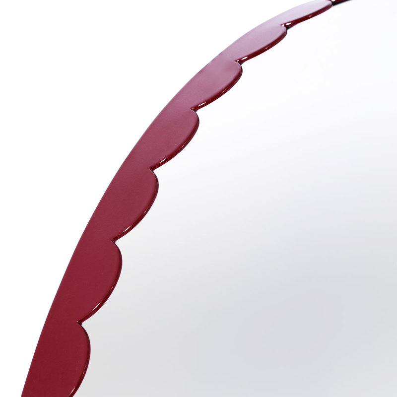 Metal Oval Wall Mirror, Burgundy