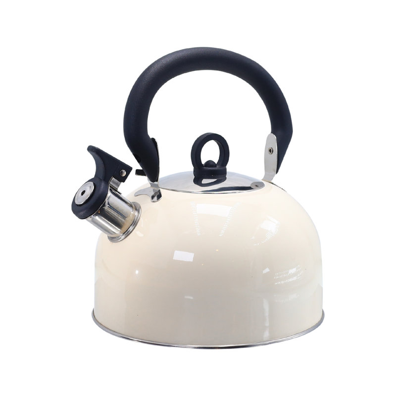Buckingham Camping Whistling Kettle Stainless Steel with Heat-Resistant Handle 2.5 Litres , Cream