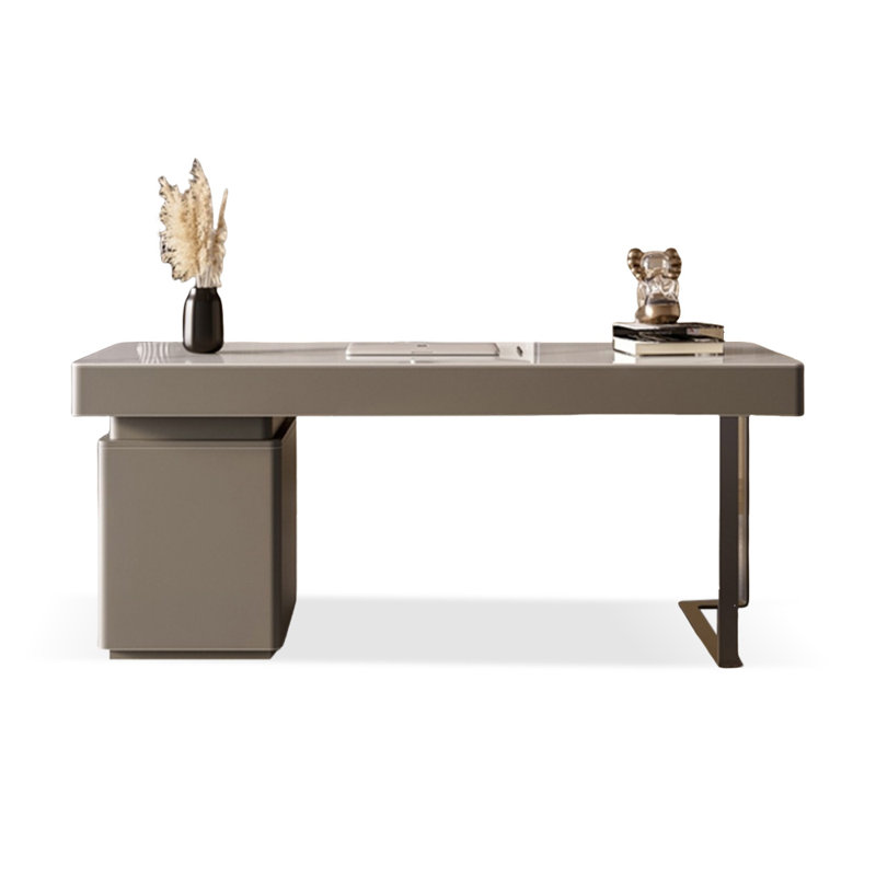 Bureau rectangulaire en bois manufacturé 70,87 "gris avec 6 tiroirs, Retour à droite