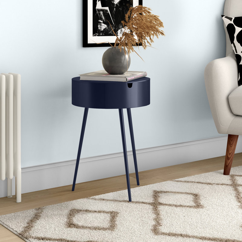 Biscette 16'' W Metal Nightstand, Navy