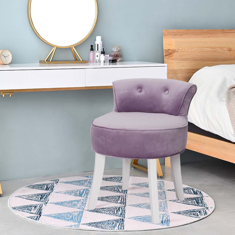 Gall Solid Wood Accent Stool, White, Purple